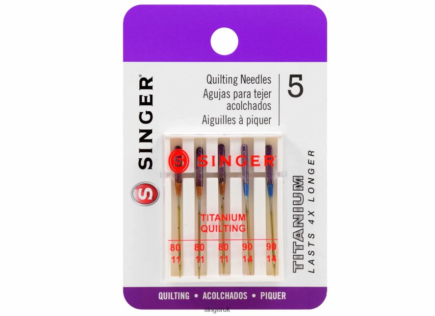 SINGER Titanium Quilting Needles, Sizes 80/11 & 90/14 Accessories 2646ZJ114