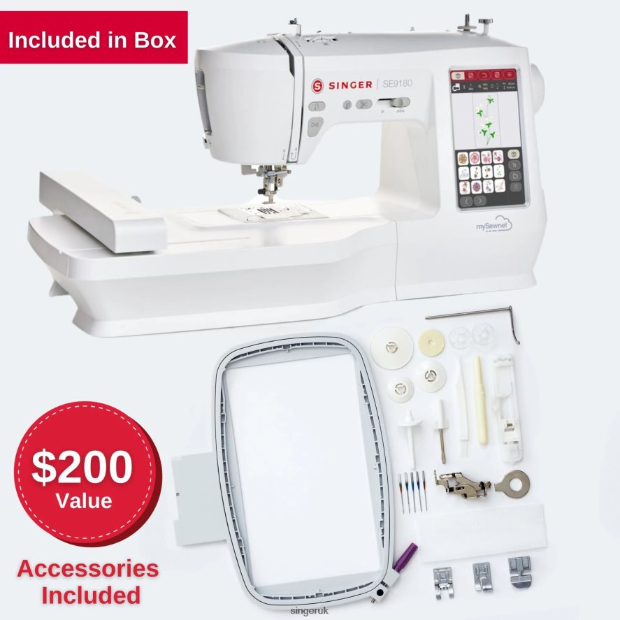 SINGER SE9180 Sewing and Embroidery Machine and Hoops Bundle Machines 2646ZJ1