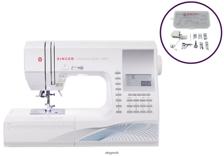 SINGER Sew Spacious Quantum Stylist 9960 Sewing Machine and Presser Foot Kit Bundle Machines 2646ZJ2